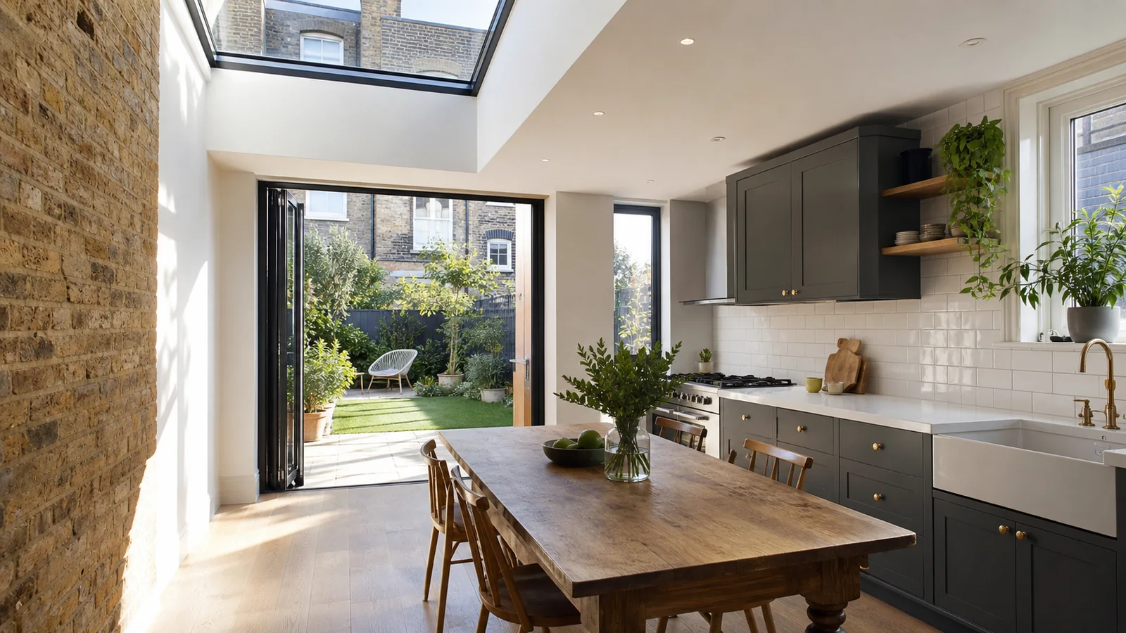 Bright side-return kitchen extension in a British terraced house